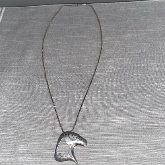 Sterling silver American Eagle Pendant and necklace chain - Picture 3 of 4